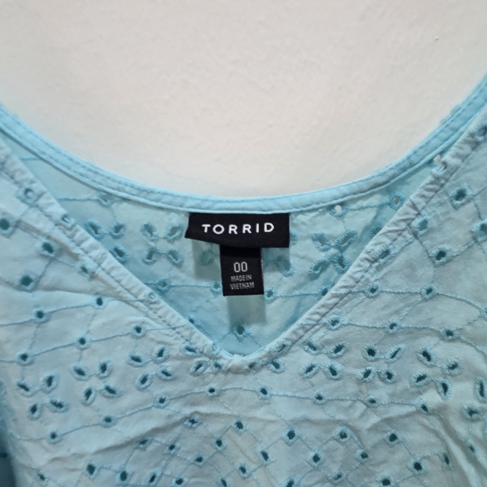 Torrid Women's Light Blue Embroidered Top